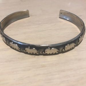 Sterling silver boho elephant bangle bracelet!